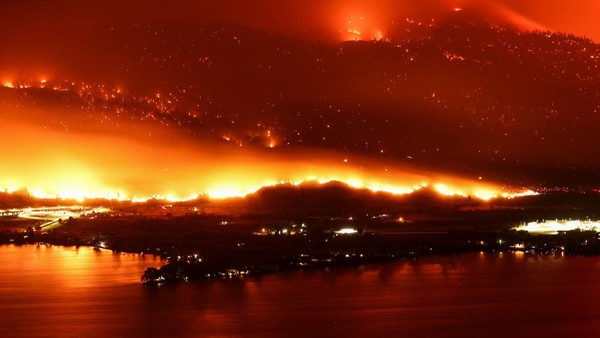 Penampakan Api Membara di Hutan Perbatasan AS-Kanada