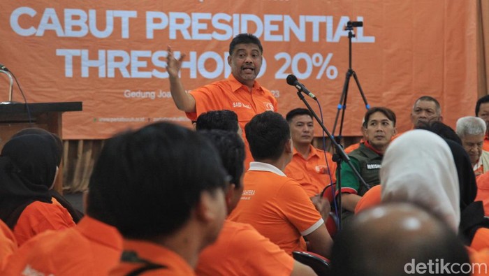 Potret Diskusi Presidential Treshold yang Bolak-balik Digugat ke MK Sejumlah pembicara memaparkan pandangannya dalam focus group discussion (FGD) 'Menolak Presidential Threshold' di Gedung Joeang 45, Jl Menteng Jakarta Pusat, Senin (31/7/2023).
