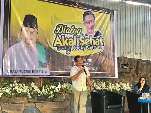 Rocky Gerung saat menghadiri Dialog Akal Sehat bertajuk 