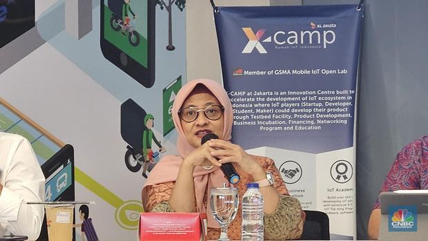 XL Axiata akan mempertahankan pertumbuhan pendapatan pada high single digit hingga akhir tahun 2023. (CNBC Indonesia/Intan Rakhmayanti Dewi)