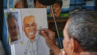 Mereka melukisa sejumlah bakal calon presiden seperti Ganjar Pranowo dan Anies Baswedan.  