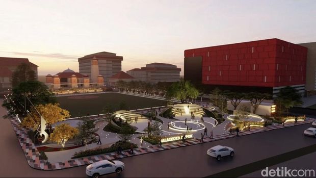 Pemkot Depok menggelontorkan Rp 4,1 miliar untuk membangun Depok Open Space di depan Balai Kota Depok. (Devi P/detikcom)
