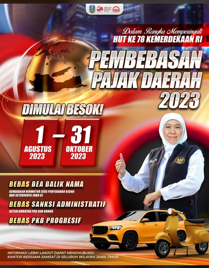 Pemutihan pajak kendaraan di Jatim dalam rangka HUT RI ke-78