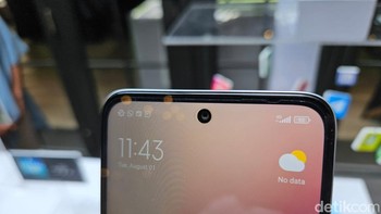 HP ini mengadopsi punch hole menjadi sarang bagi kamera 8 MP. Foto: Adi Fida Rahman/detikINET