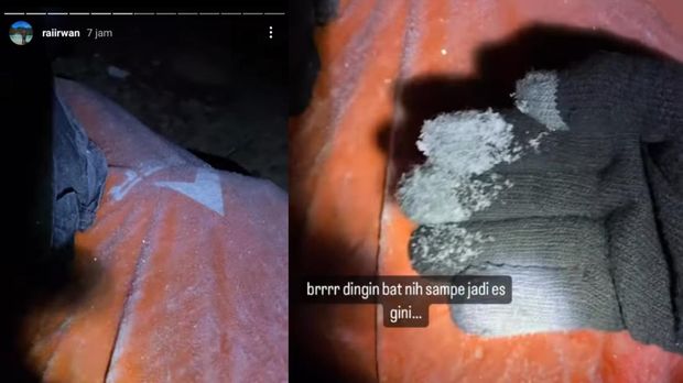 Fenomena es di Gunung Gede Pangrango, Jawa Barat direkam oleh seorang pendaki dan viral di media sosial.