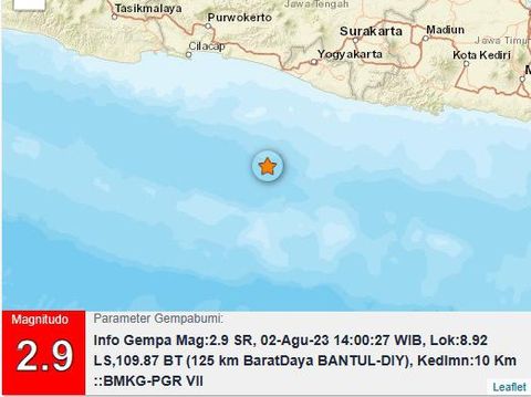 Gempa di Bantul, Rabu (2/8/2023).
