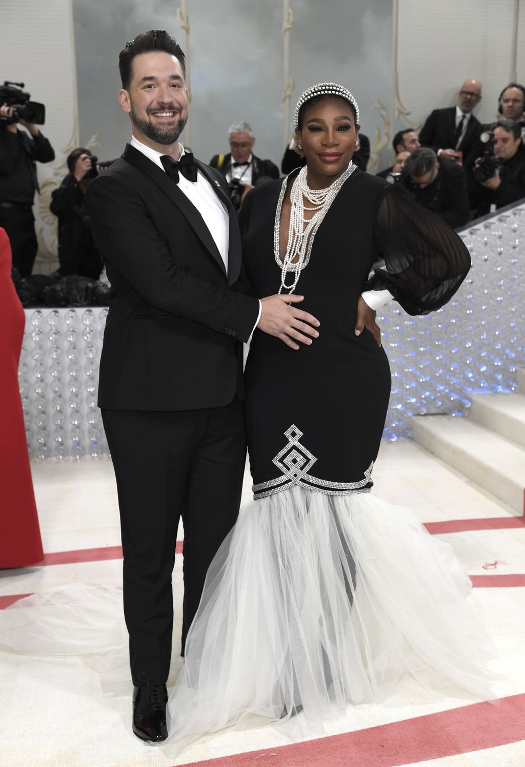 Alexis Ohanian, left, and Serena Williams attend The Metropolitan Museum of Art's Costume Institute benefit gala celebrating the opening of the 
