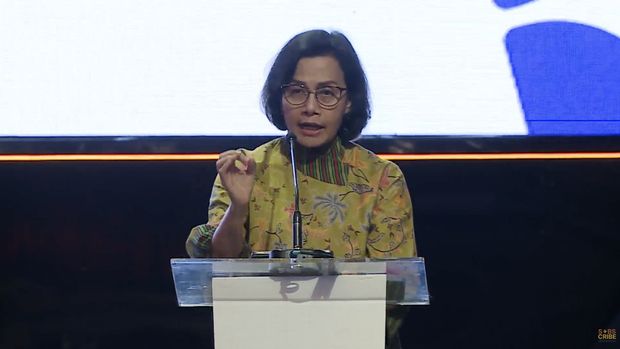 Menteri Keuangan Republik Indonesia Sri Mulyani saat menghadiri Acara Puncak LPDP Festival 2023. (Tangkapan Layar Youtube LPDP RI)
