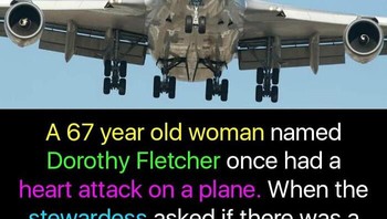 Perempuan berusia 67 tahun, Dorothy Fletcher terkena serangan jantung di pesawat. Beruntung, ada 15 dokter di dalam pesawat itu karena mereka akan menghadiri konferensi kardiologi. Perempuan itu pun selamat. Foto: factologys via Bored Panda
