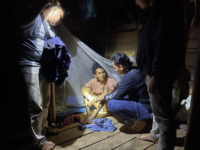 Ardiansyah alias Jawe (20) diringkus unit Reskrim Polsek Sungai Selan di sebuah pondok kebun saat sedang tidur. (Dok Polsek Sungai Selan)
