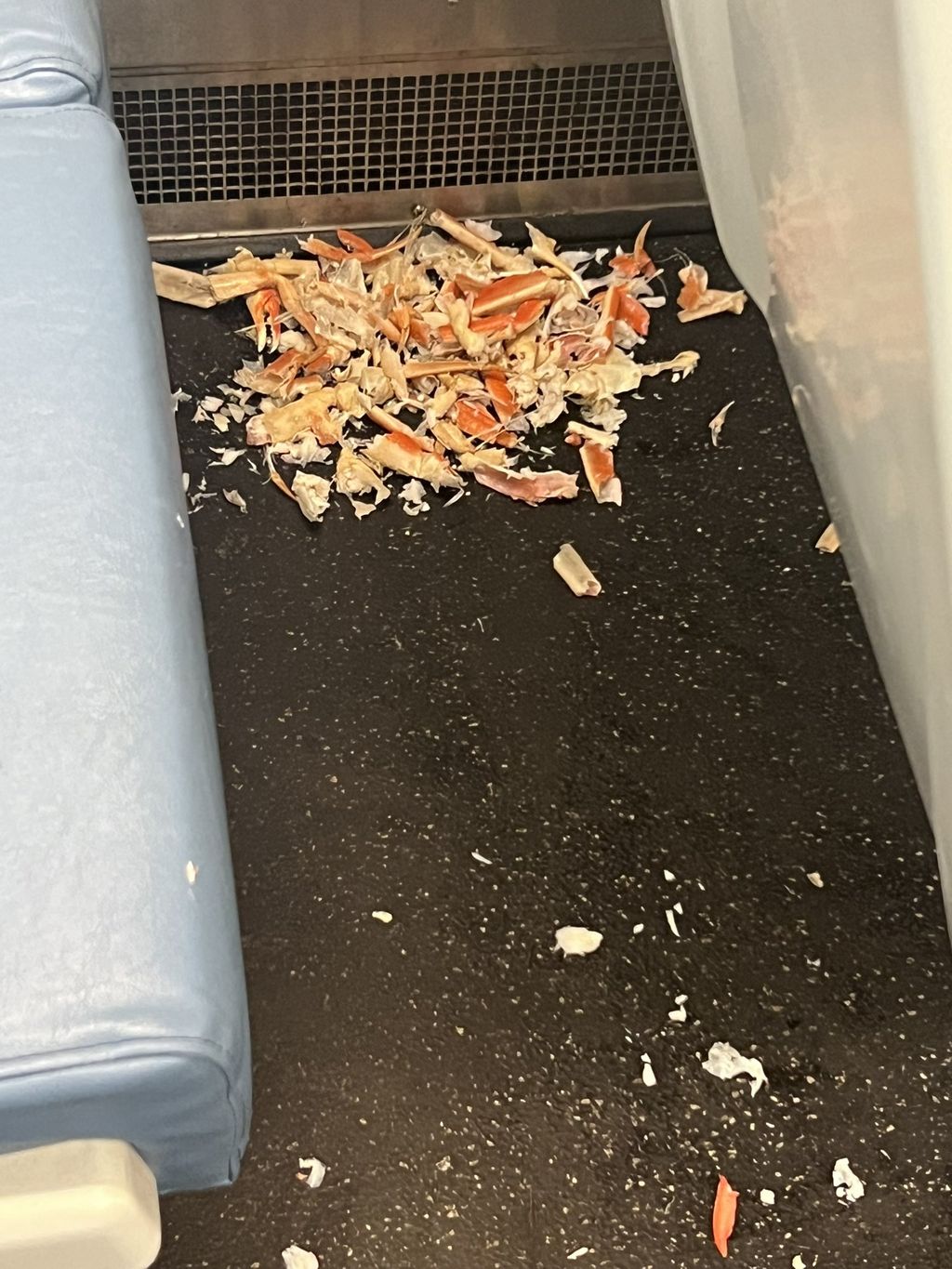 Makan Kepiting Dalam Kereta, Penumpang Ini Tinggalkan Sampah Berserakan