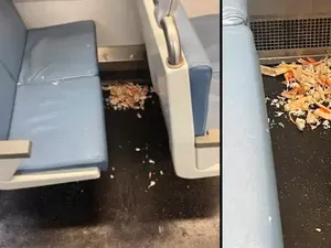 Makan Kepiting Dalam Kereta, Penumpang Ini Tinggalkan Sampah Berserakan