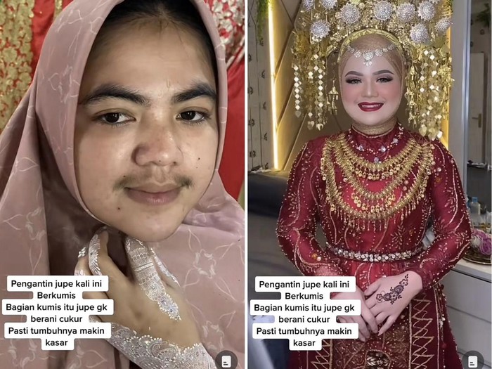 Makeup artist ini mengunggah video transisi seorang pengantin wanita berkumis tampil flawless dan pangling, mendadak viral di media sosial.