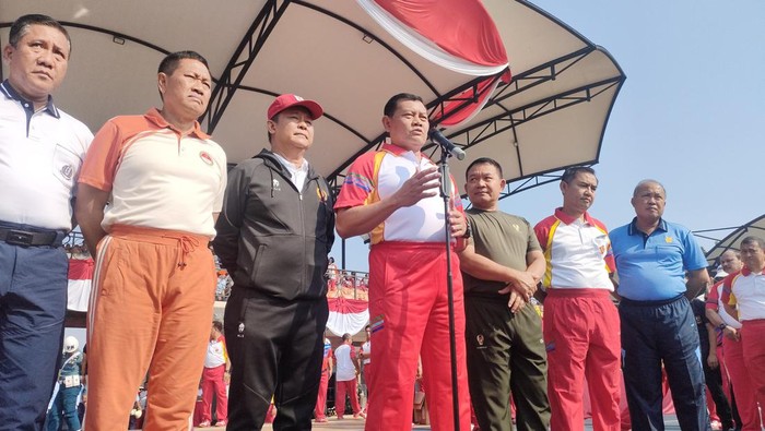 Panglima TNI Laksamana Yudo (bicara menggunakan mic)/(Dwi-detikcom)