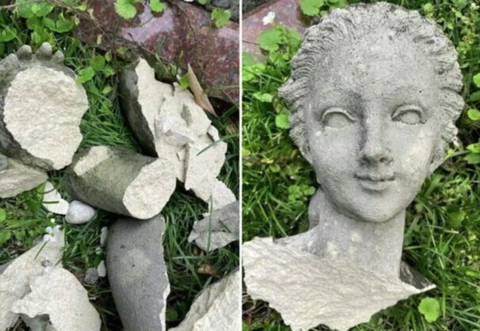 Patung air mancur Domina hancur karena ulah turis