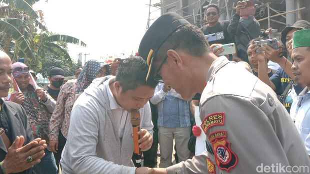 Aksi terkait Panji Gumilang di Indramayu, Sabtu (5/8/2023).