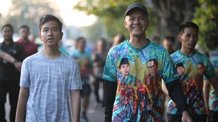 Ganjar Pranowo jogging bareng Gibran.