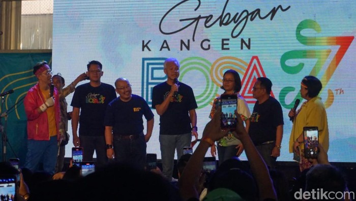 Ganjar Pranowo menghadiri reuni akbar SMA Bosa Jogja, Sabtu (5/8/2023).