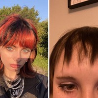 Foto kiri adalah referensi potongan rambut yang diminta klien. Foto kanan adalah hasil dari guntingan salon.  Foto: Dok. Reddit