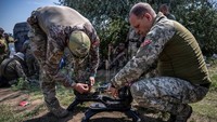Tentara Ukraina mengambil bagian dalam pelatihan, di tengah serangan Rusia terhadap Ukraina, di wilayah Donetsk, Ukraina 2 Agustus 2023. 