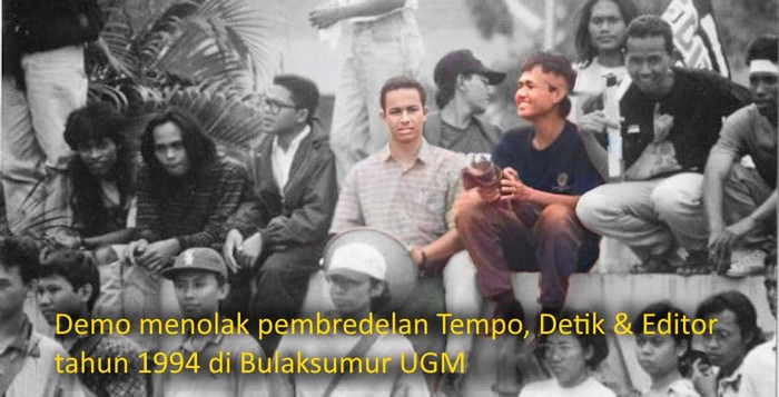 Foto Anies Baswedan dan Nirwan Arsuka (Alm) saat masih mahasiswa UGM. (Sumber: Facebook Anies Baswedan)