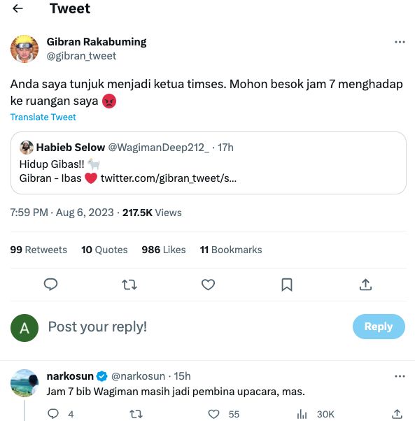 Gibran tunjuk netizen jadi timses