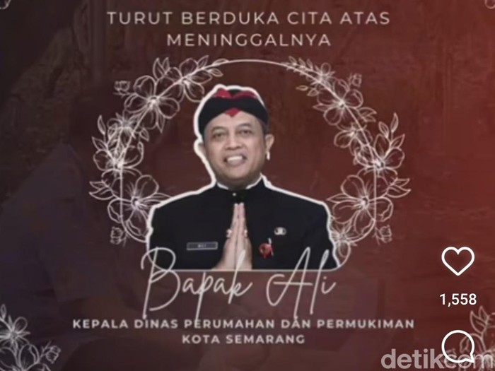 Kepala Dinas Perumahan dan Kawasan Permukiman (Disperkim) Kota Semarang, Ali, meninggal dunia, Senin (7/8/2023).
