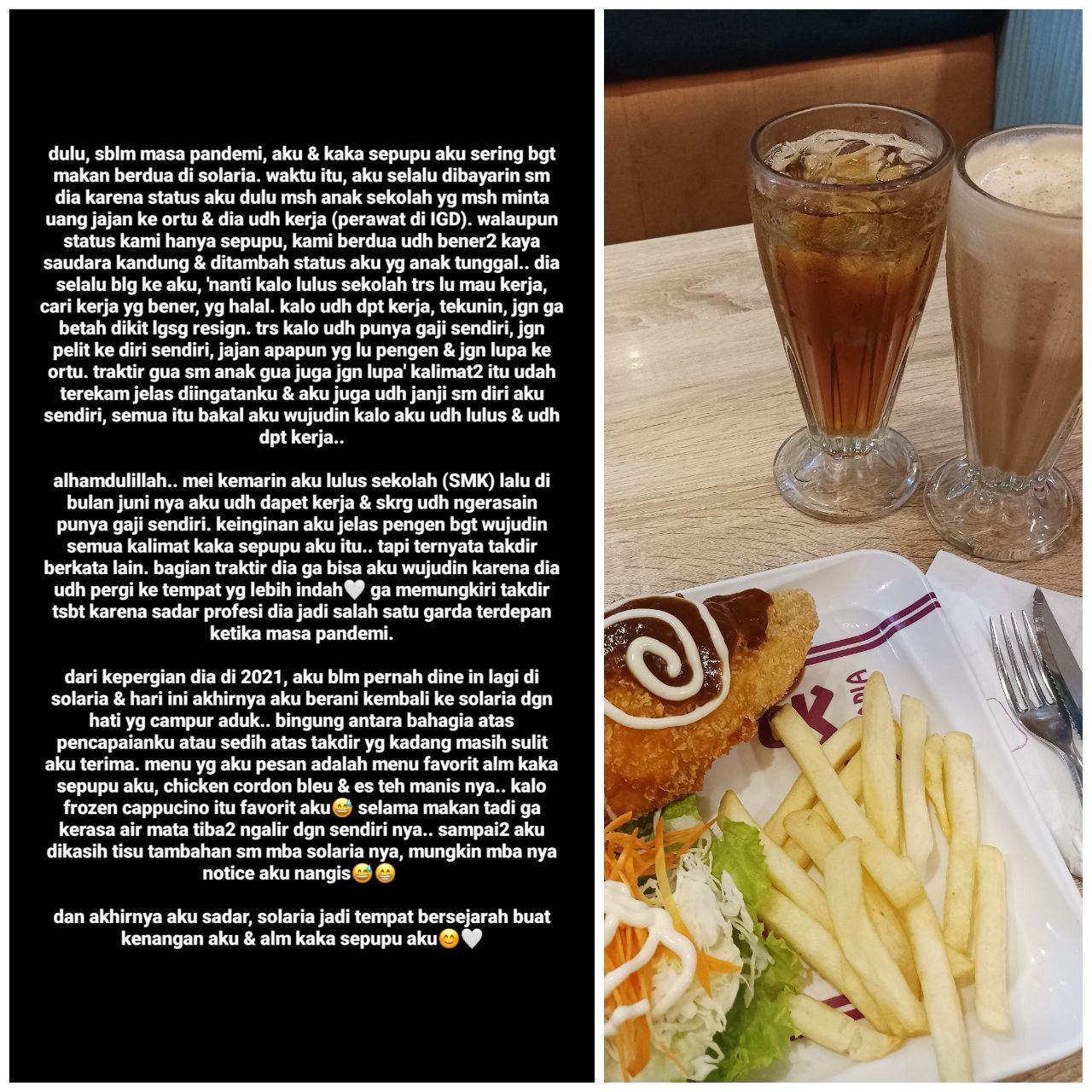 Kisah di Balik Chicken Cordon Bleu dan Es Teh Manis Ini Bikin Sedih
