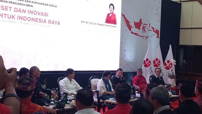 Megawati saat memberi pengarahan ke jajaran BRIN Bali (Anggi-detikcom)