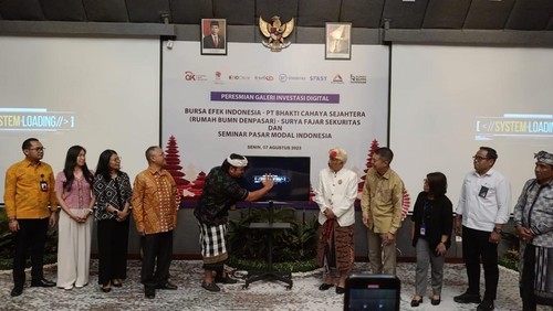 Peluncuran galeri investasi digital Rumah BUMN Denpasar pada Senin (7/8/2023) di kantor OJK Regional 8 Bali dan Nusra, Jalan WR. Supratman No. 1 Denpasar, Bali. (Ni Made Lastri Karsiani Putri-detikBali)