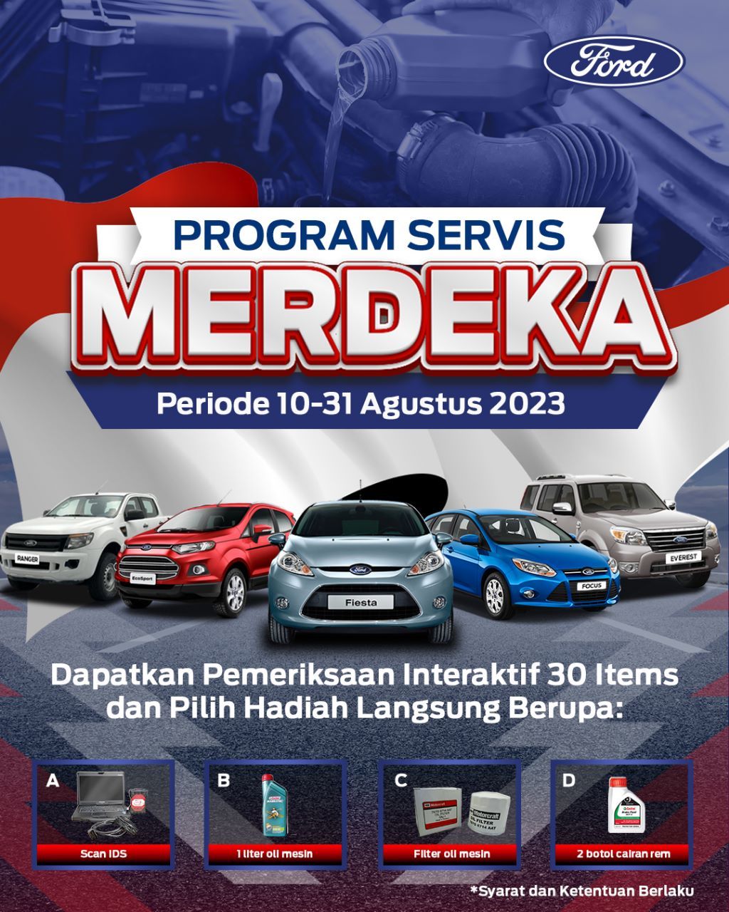 Program service 17 Agustus Ford dan RMA Indonesia.