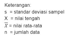Contoh rumus standar deviasi.