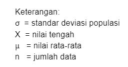 Contoh rumus standar deviasi.