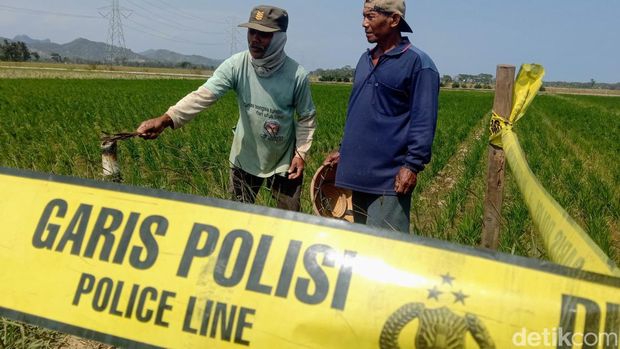 Sumur bor yang mengeluarkan gas berapi di Desa Nampu, Kecamatan Purwodadi, Kabupaten Purworejo, Senin (7/8/2023).
