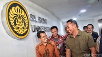 Andika tiba di kampus UI Salemba, Jakarta Pusat, Selasa (8/8/2023).  