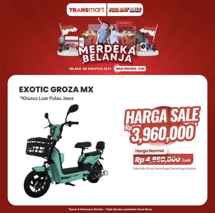 Diskon sepeda listrik di Transmart Medan. (Foto: Istimewa)