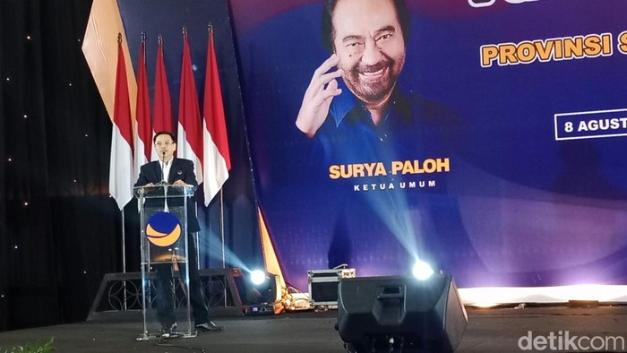 Ketua DPW NasDem Sumut Iskandar saat acara di Medan