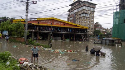 Penampakan Banjir Rendam Ibu Kota Nepal