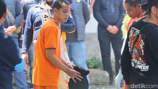 Polda DIY melakukan rekonstruksi pembunuhan dan mutilasi dengan korban mahasiswa UMY Redho Tri Agustian (20) di Sleman, Selasa (8/8/2023).
