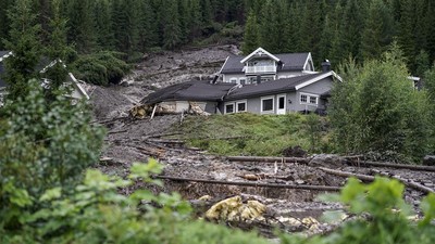Badai Hans Sebabkan Banjir dan Longsor di Norwegia, Begini Potretnya