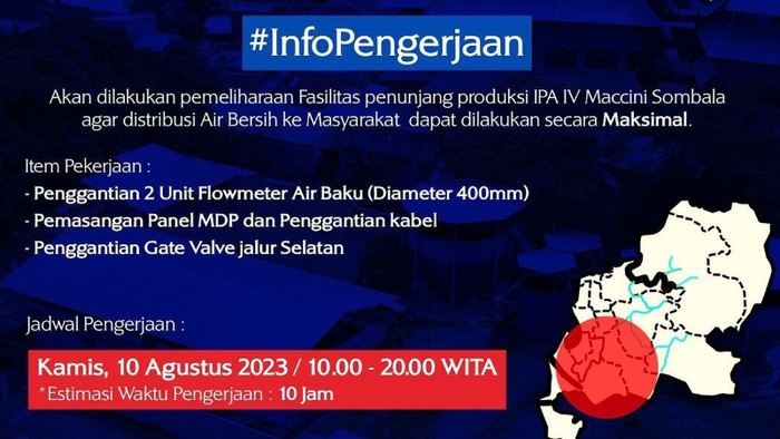 Informasi pengerjaan PDAM Makassar.