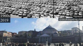 Perbedaan kota Napoli 1960 vs 2019. Foto: Reddit 