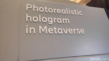 Setidaknya di sini ada empat hal yang menjadi sorotan utama, di antaranya Photorealistic holograms in Metaverse, Sustainability, Ericsson Radio System, dan Embrace 5G XR education with BSS. Foto: (Panji Saputro/detikINET).  