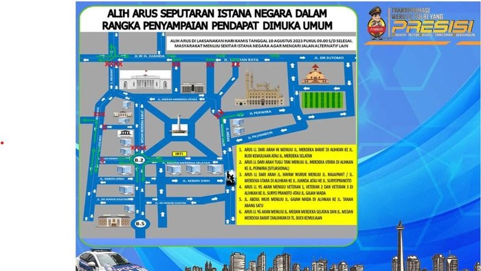 Ada Demo Buruh, Simak Rekayasa Lalin Sekitar Patung Kuda Jakpus Hari Ini