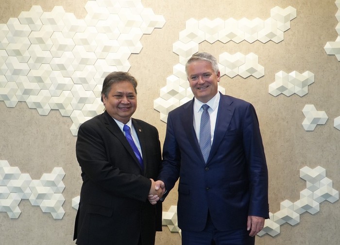 Airlangga Hartarto dan Mathias Cormann