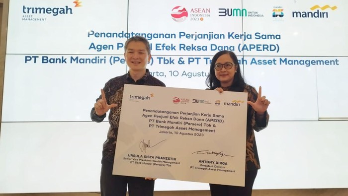 Bank Mandiri Pasarkan Reksa Dana Trimegah Asset Management Bank Mandiri bersinergi dengan Trimegah Asset Management. Bank Mandiri akan memasarkan reksa dana dari Trimegah Asset Management.