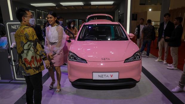 Mobil Lstrik Baru Pabrikan China Neta . (CNBC Indonesia/Faisal Rahman)