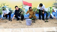 Menteri BUMN bersama Dirut Bank BTN serta Komisaris Utama Bank BTN Chandra M Hamzah, Penjabat Gubernur Banten Al Muktabar, Dirjen Perumahan Kementerian PUPR Iwan Suprijanto, Dirjen Pembiayaan Infrastruktur Pekerjaan Umum dan Perumahan Kementerian PUPR Herry Trisaputra Zuna dan Komisioner BP Tapera Adi Setianto melakukan penanaman pohon bersama.
