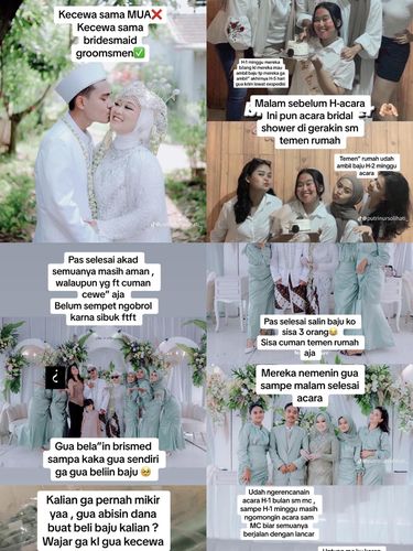 Viral curhatan pengantin wanita yang merasa kecewa karena bridesmaidnya tidak menemani di acara pernikahannya.