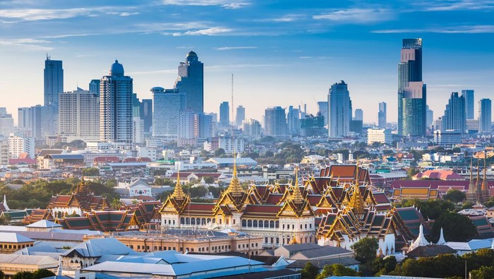 Sunrise with Grand Palace of Bangkok, Thailand